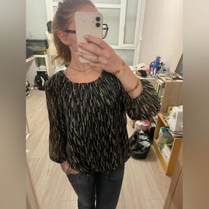 Patterned Black and Gray Women's Top